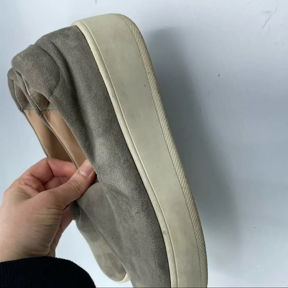 Steven By Steve Madden Grey Faux Suede Platform Slip On Sneakers 9.5 Casual Flat